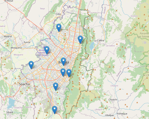 Mapa de localidades visitadas